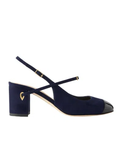 Jennifer Chamandi Patent Leather-trimmed Suede Slingback Pumps In Transparent