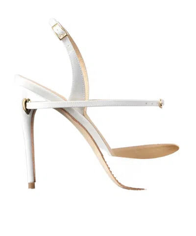Jennifer Chamandi Pointed Toe Slingback Stiletto Sandals In White