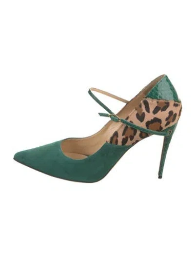 Pre-owned Jennifer Chamandi Suede Animal Print Pumps In Brown