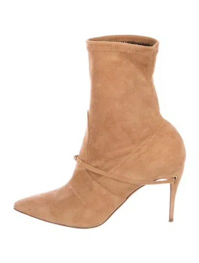 Pre-owned Jennifer Chamandi Suede Sock Boots In Neutral