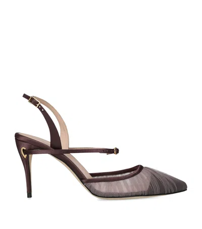 Jennifer Chamandi Tulle Vittorio Slingback Pumps 85 In Brown