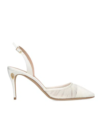 Jennifer Chamandi Tulle Vittorio Slingback Pumps 85 In White