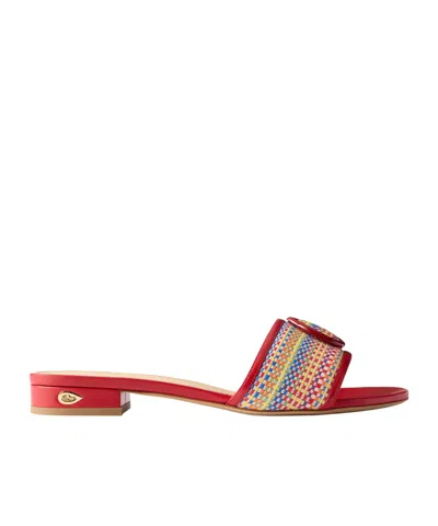 Jennifer Chamandi Andrea Woven And Leather Slides In Multi