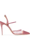 Jennifer Chamandi 110mm Glitter-embellished Heeled Pumps In Pink
