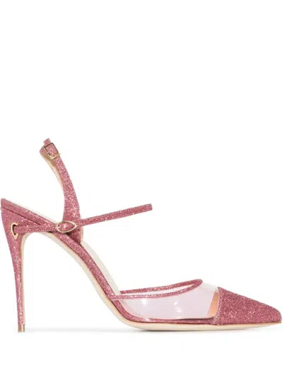 Jennifer Chamandi 110mm Glitter-embellished Heeled Pumps In Pink