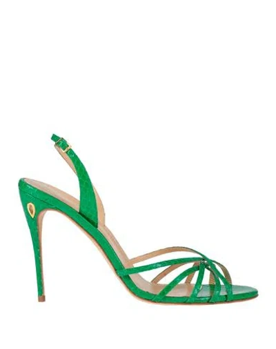 Jennifer Chamandi Woman Sandals Emerald Green Size 8 Leather