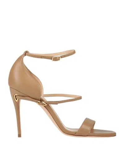Jennifer Chamandi Woman Sandals Sand Size 5.5 Leather In Brown