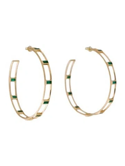 Pre-owned Jennifer Demoro 18k Emerald Sundown Hoops In Multi