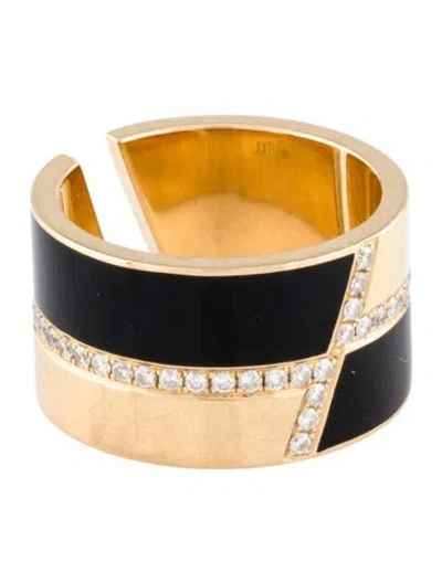 Pre-owned Jennifer Demoro 18k Enamel & Diamond Split Ring In Multi