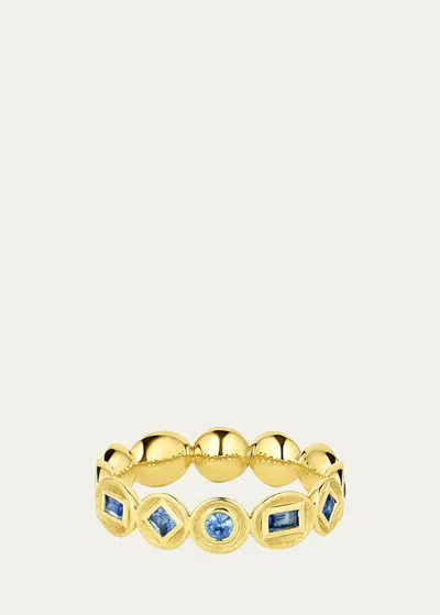 Jennifer Demoro 18k Gold Bezel Blue Sapphire Eternity Ring In Yg