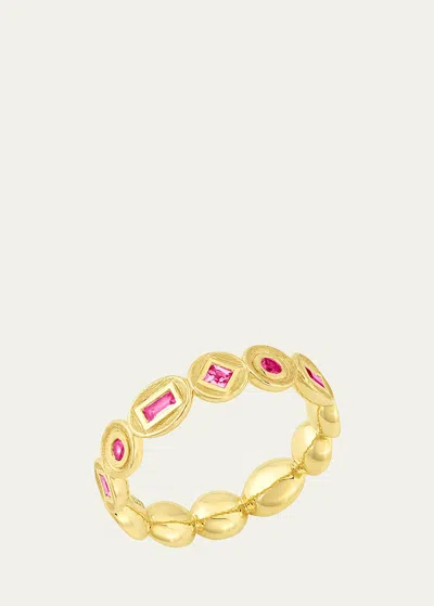 Jennifer Demoro 18k Gold Bezel Pink Sapphire Eternity Ring In Yg