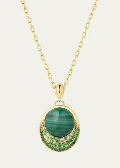 Jennifer Demoro 18k Gold Color Wave Malachite Pendant Necklace In Yg