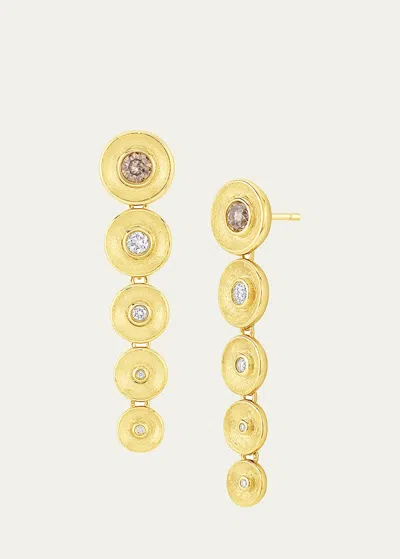 Jennifer Demoro 18k Gold Drop Bezel Earrings With Champagne Diamonds In Yg