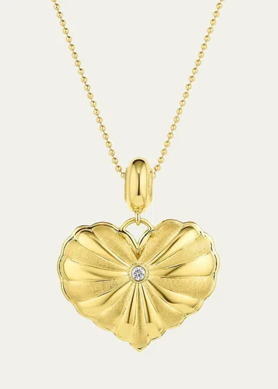 Jennifer Demoro 18k Gold So Wavy Heart Pendant Necklace With Diamond And Turquoise In Yg