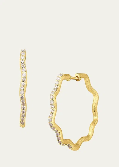 Jennifer Demoro 18k Gold So Wavy Stardust Champagne Diamond Earrings In Yg