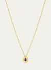 JENNIFER DEMORO 18K GOLD STARDUST PEAR NECKLACE WITH BLUE SAPPHIRE, 16 18"L