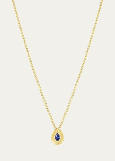 Jennifer Demoro 18k Gold Stardust Pear Necklace With Blue Sapphire, 16 18"l