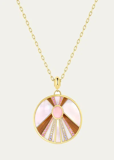 Jennifer Demoro 18k Gold Sun Stone Opal, Tanzanite And Sapphire Pendant Necklace