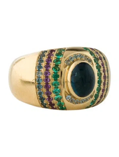 Pre-owned Jennifer Demoro 18k Multistone Color Wave Bombe Ring