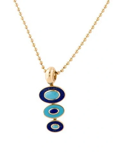 Pre-owned Jennifer Demoro 18k Resin & Lapis Lazuli Pendant Necklace, 20" In Multi