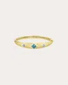 Jennifer Demoro Women's Blue Bezel Knife Edge Bracelet 18k Gold In Blue