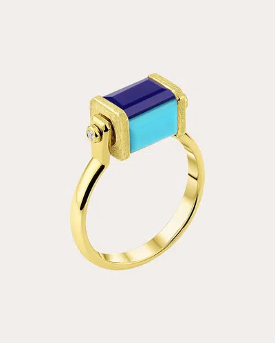 Jennifer Demoro Women's Chroma Illusion 18k Gold Multi-stone Spinner Ring In Blue