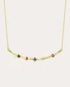 Jennifer Demoro Women's Blue Curved Bar Necklace 18k Gold In Multicolor