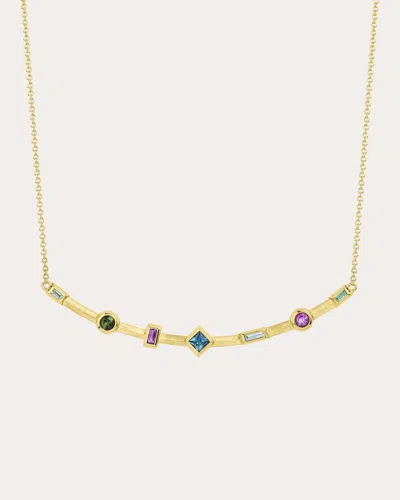 Jennifer Demoro Women's Blue Curved Bar Necklace 18k Gold