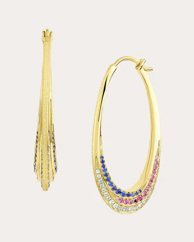 Jennifer Demoro Women's Color Wave Long Hoop Earrings 18k Gold