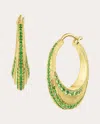Jennifer Demoro Women's Color Wave Tsavorite Short Huggie Earrings 18k Gold In Green