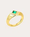 Jennifer Demoro Women's Stardust 18k Gold Emerald And Diamond Signet Ring In Green