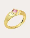 Jennifer Demoro Women's Knife Edge 18k Gold Sapphire And Diamond Signet Ring