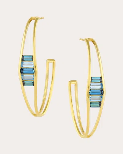 Jennifer Demoro Women's Large Sundown 18k Gold Tourmaline And Topaz Oval Hoop Earrings In Blue