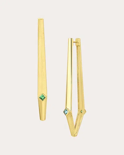 Jennifer Demoro Women's Orli Hinged Earrings Emerald & Blue Topaz In Gold