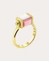 Jennifer Demoro Women's Chroma Illusion 18k Gold Multi-stone Spinner Ring In Pink