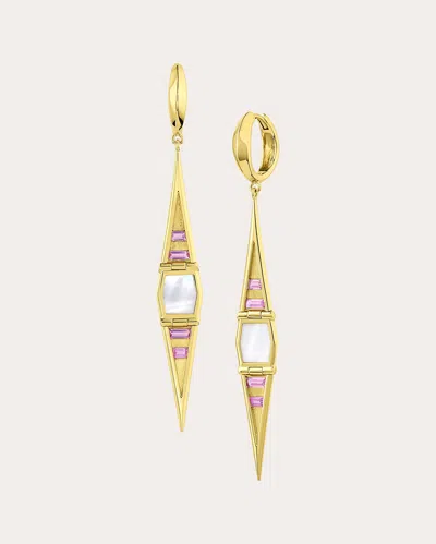 Jennifer Demoro Women's Pink Hinged Swing Drop Earrings 18k Gold