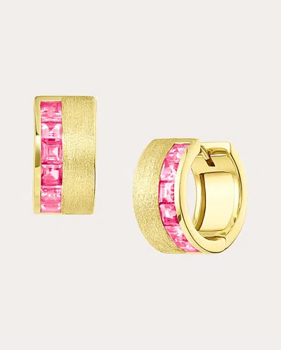 Jennifer Demoro Women's Pink Sapphire Wide Huggie Earrings 18k Gold