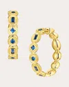 Jennifer Demoro Women's Sapphire Bezel Hoop Earrings In Blue