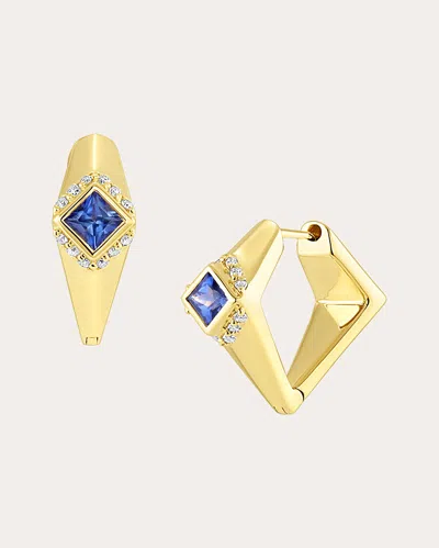 Jennifer Demoro Women's Sunna Edge 18k Gold Sapphire And Diamond Hoop Earrings In Blue