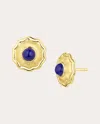 Jennifer Demoro Women's So Wavy Lapis Lazuli Stud Earrings 18k Gold In Blue