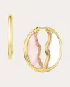 Jennifer Demoro Women's So Wavy 18k Gold Mother Of Pearl Onyx And Sapphire Hoop Earrings In Pink