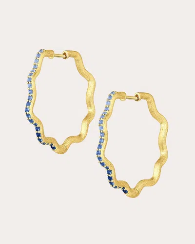 Jennifer Demoro Women's Stardust 18k Gold Sapphire Hoop Earrings In Blue