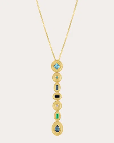 Jennifer Demoro Women's Stardust Blue Bezel Lariat Necklace 18k Gold
