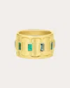 Jennifer Demoro Women's Sundown 18k Gold Emerald And Topaz Ring In Blue/green