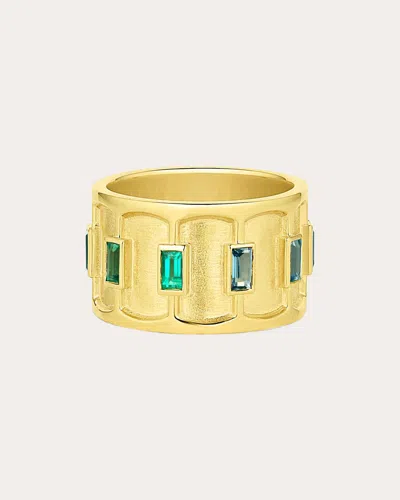 Jennifer Demoro Women's Sundown 18k Gold Emerald And Topaz Ring In Blue/green