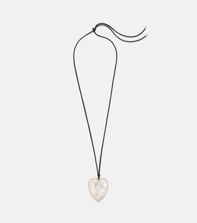 Jennifer Fisher 14kt Gold-plated And Leather Necklace With Quartz In Black