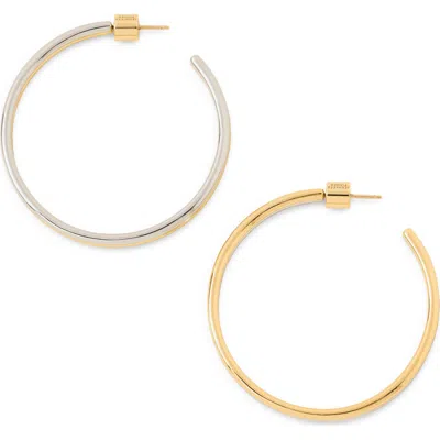 Jennifer Fisher 2-tone Thread Hoop Earrings In Gold