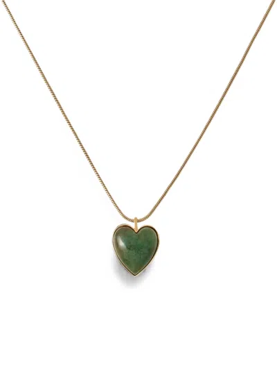 Jennifer Fisher Semi-precious Small Heart Chain Necklace In Green