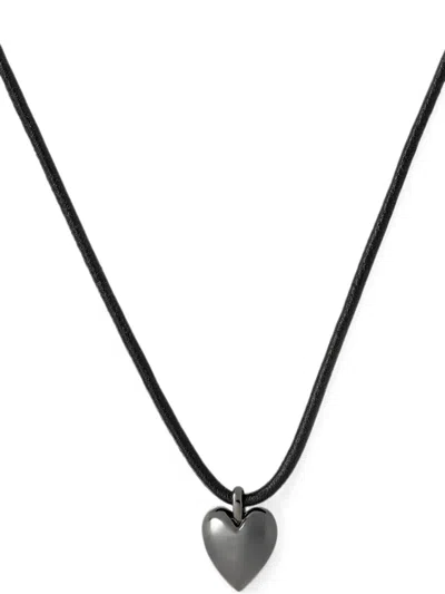 Jennifer Fisher Puffy Heart Leather Necklace In Black