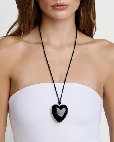 Jennifer Fisher Semi-precious Heart Leather Cord Necklace In Black